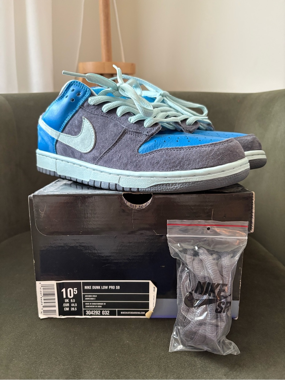 Nike Dunk Low Pro SB - Teal, Gray, Blue Skate Shoes ash aqua chalk size 10.5